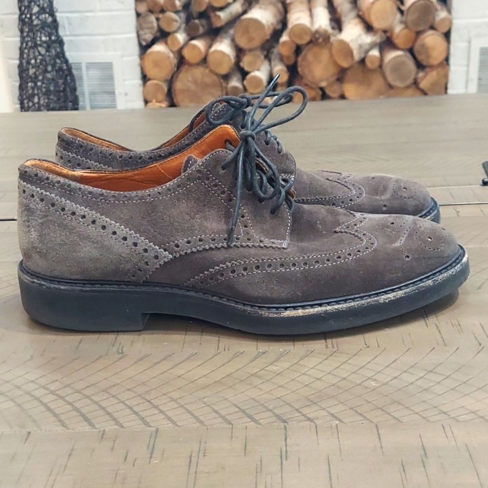 Aquatalia Greyish Brown Suede Derby Oxfords Shoes Sz 8.5